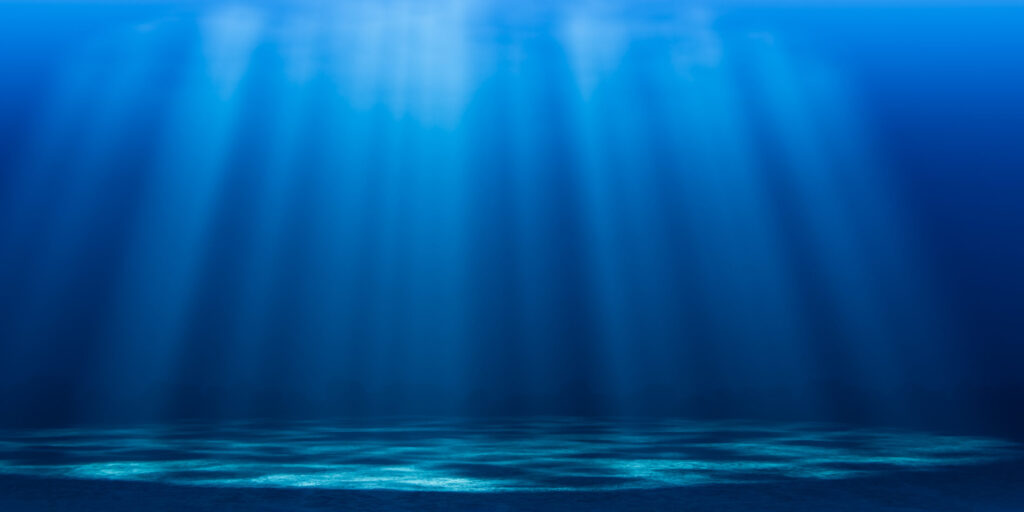 Φωτογραφία του βυθού της θάλασσας με λίγο φως από την επιφάνεια