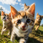 μικρές γάτες τρέχουν στους αγρούς